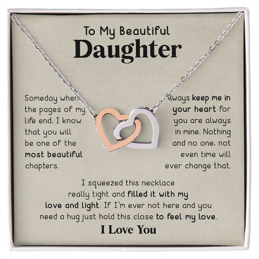 To My Beautiful Daughter - Someday When The Pages - Interlocking Hearts Necklace Jewelry - dilibeads