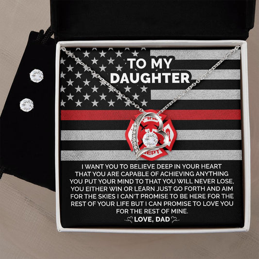To My Daughter - Forever Love Necklace Gift From Firefighter Dad Jewelry - dilibeads