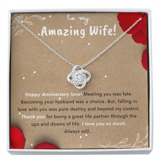 Love Knot Zirconia Stone Necklace Best Anniversary Gift For Wife Jewelry - dilibeads