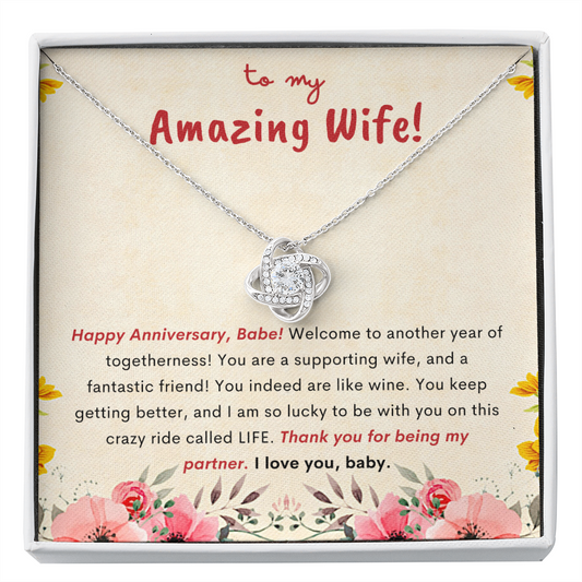 Love Knot Zirconia Stone Necklace Anniversary 3 Years Gift Jewelry - dilibeads