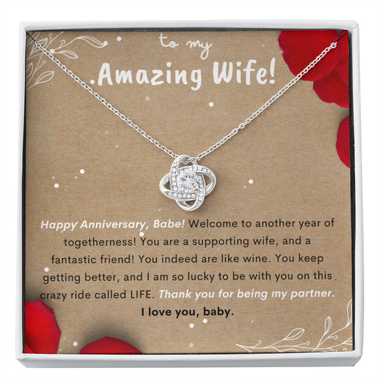 Love Knot Zirconia Stone Necklace Anniversary Gift For Wife Ideas Jewelry - dilibeads
