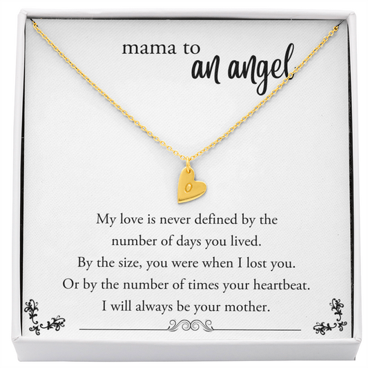 Mama to an Angel, Miscarriage Gift, Angel Baby, Miscarriage Keepsake, Pregnancy Loss, Bereavement Gift, Stillborn, heart necklace. Jewelry - dilibeads