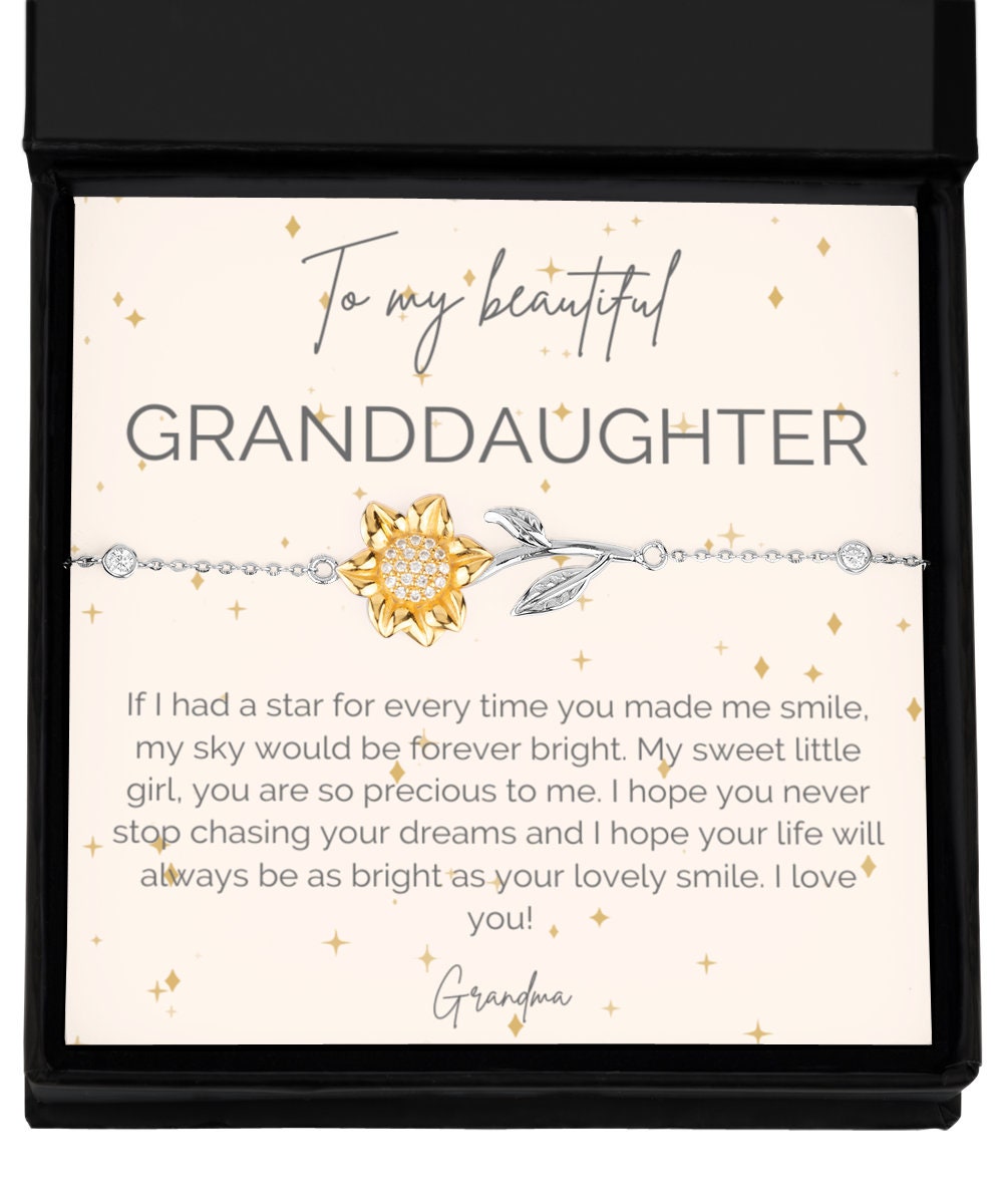Sunflower bracelet - sterling silver jewelry for women - gift for daughter granddaughter grandmother graduation birthday granddaughter gift