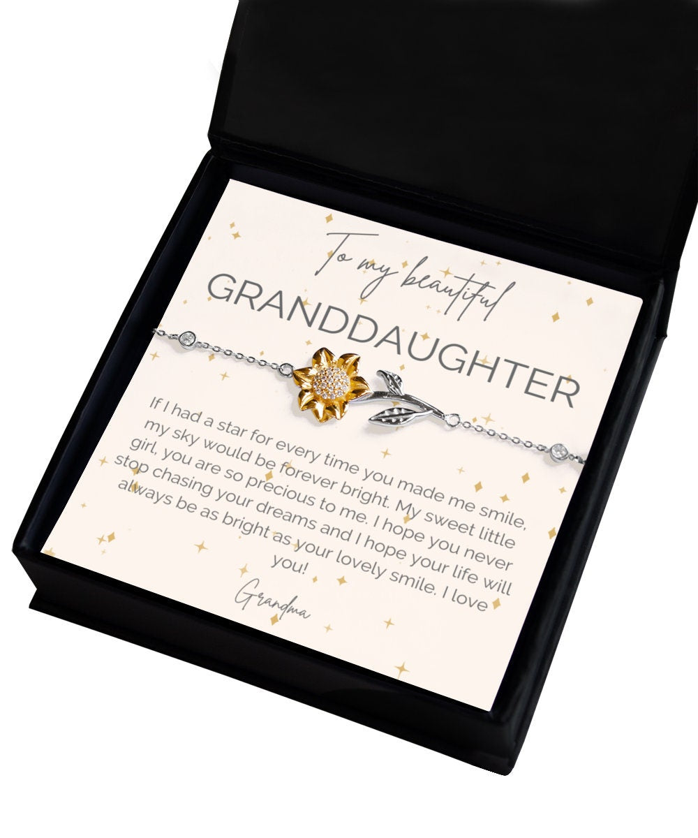 Sunflower bracelet - sterling silver jewelry for women - gift for daughter granddaughter grandmother graduation birthday granddaughter gift