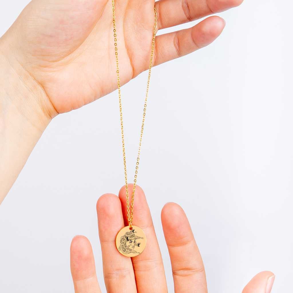 Medusa Mythology Necklace | Greek Gods Jewelry | Greek Mythology Necklace | Medusa Coin Pendant | Boho Medallion Charm, Persephone necklace