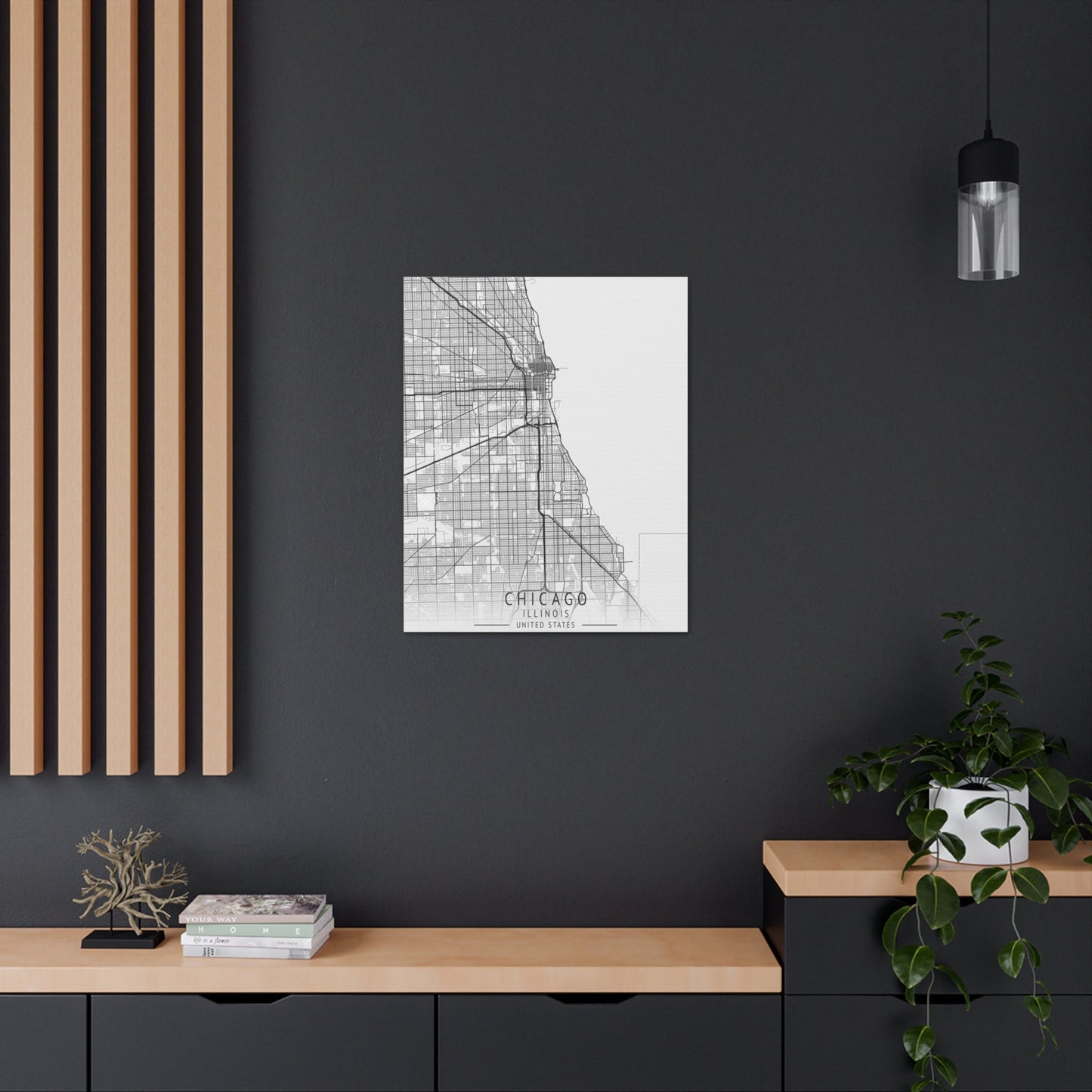 Stunning Large Vertical Chicago City Map: Perfect Wall Art for Your Home Decor