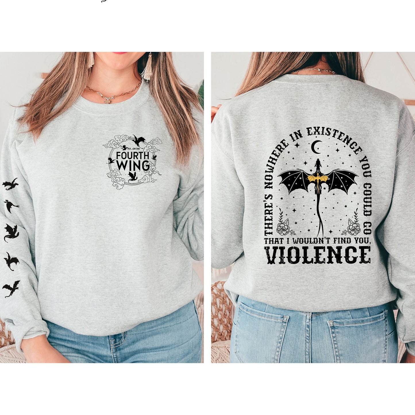 Fourth Wing Sweatshirt | Licensed Fourth Wing Merch | Violet Sorrengail | Xaden Riorson | Fourth Wing Shirt | Rebecca Yarros Shirt