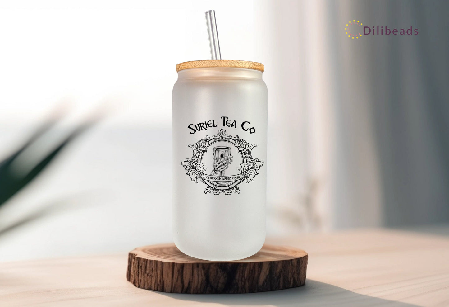 Suriel Tea Lovers Tumbler | 16 oz Glass Cup for Hot & Cold Drinks | ACOTAR Inspired Sarah J. Maas Fan Gift |  Unique Drinkware Bookworm Gift