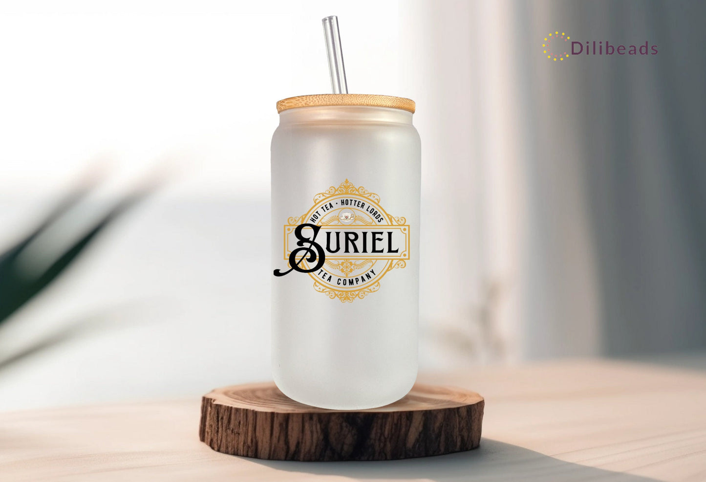 16 oz Suriel Tea Co Tumbler | ACOTAR Suriel Glass tumbler | ACOTAR glass can Gift | Sarah J Maas Glass tumbler | tea with the Suriel
